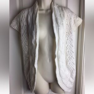DELIA'S IVORY OPEN CABLE KNIT CARDIGAN SWEATER SIZE MEDIUM